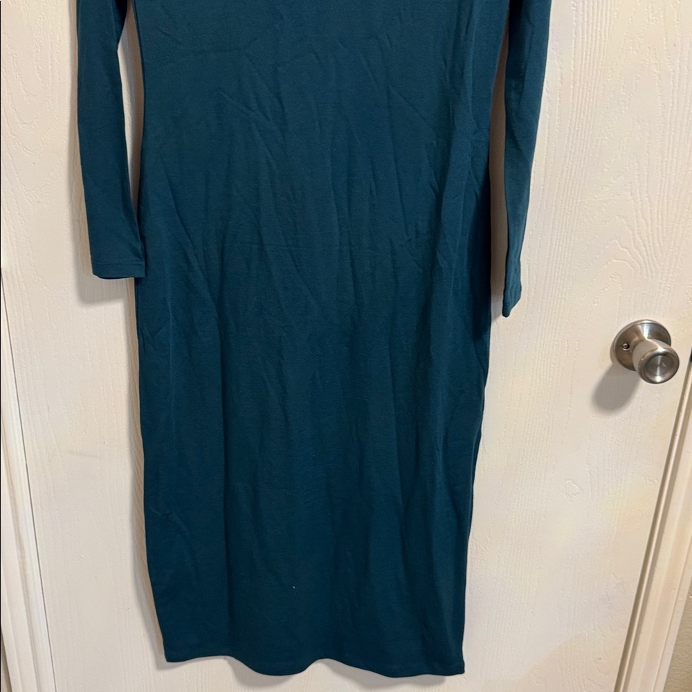 NWT  Wild Fable Medium teal‎ green sheath dress scoop neck long sleeves soft - Picture 3 of 9